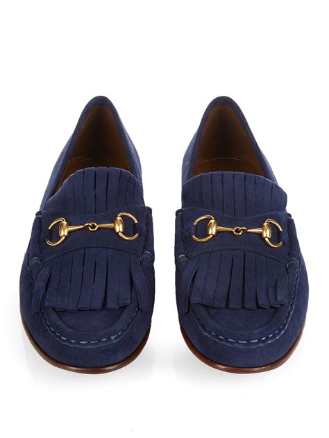 Horsebit suede loafers in blue 